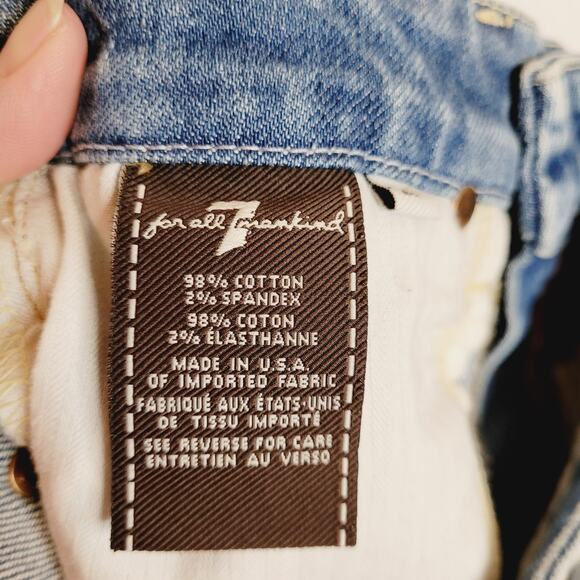 7 for All Mankind denim bleach washed pencil skirt retro Y2K size 24 - Picture 7 of 9